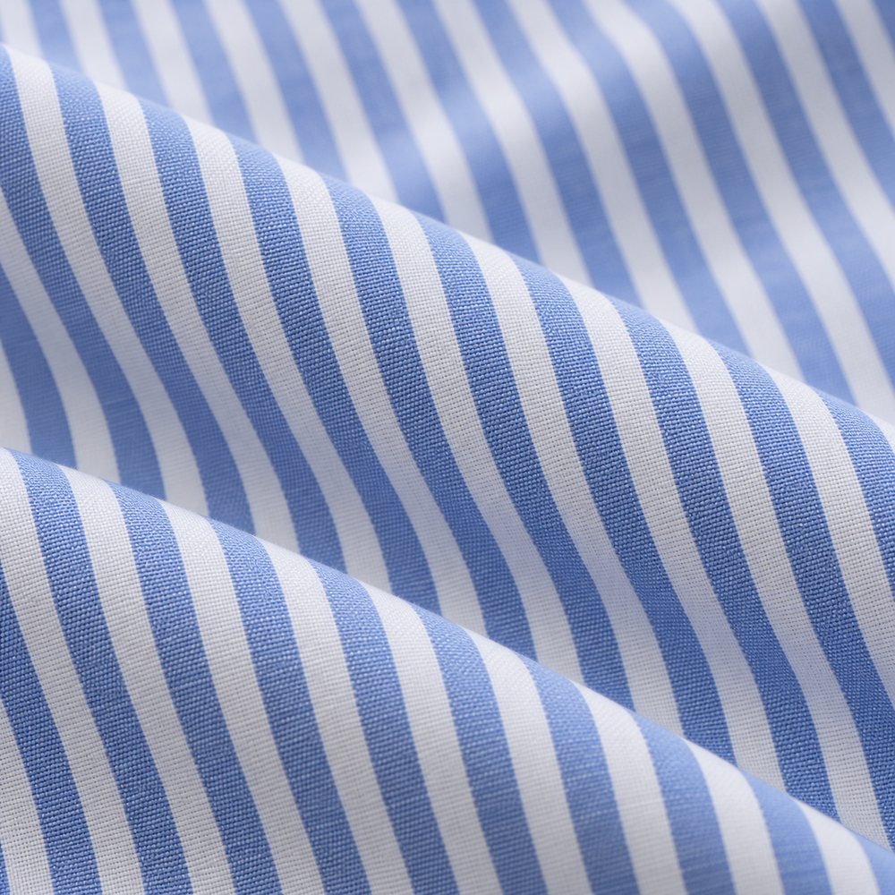 Close-up of a blue striped shirting