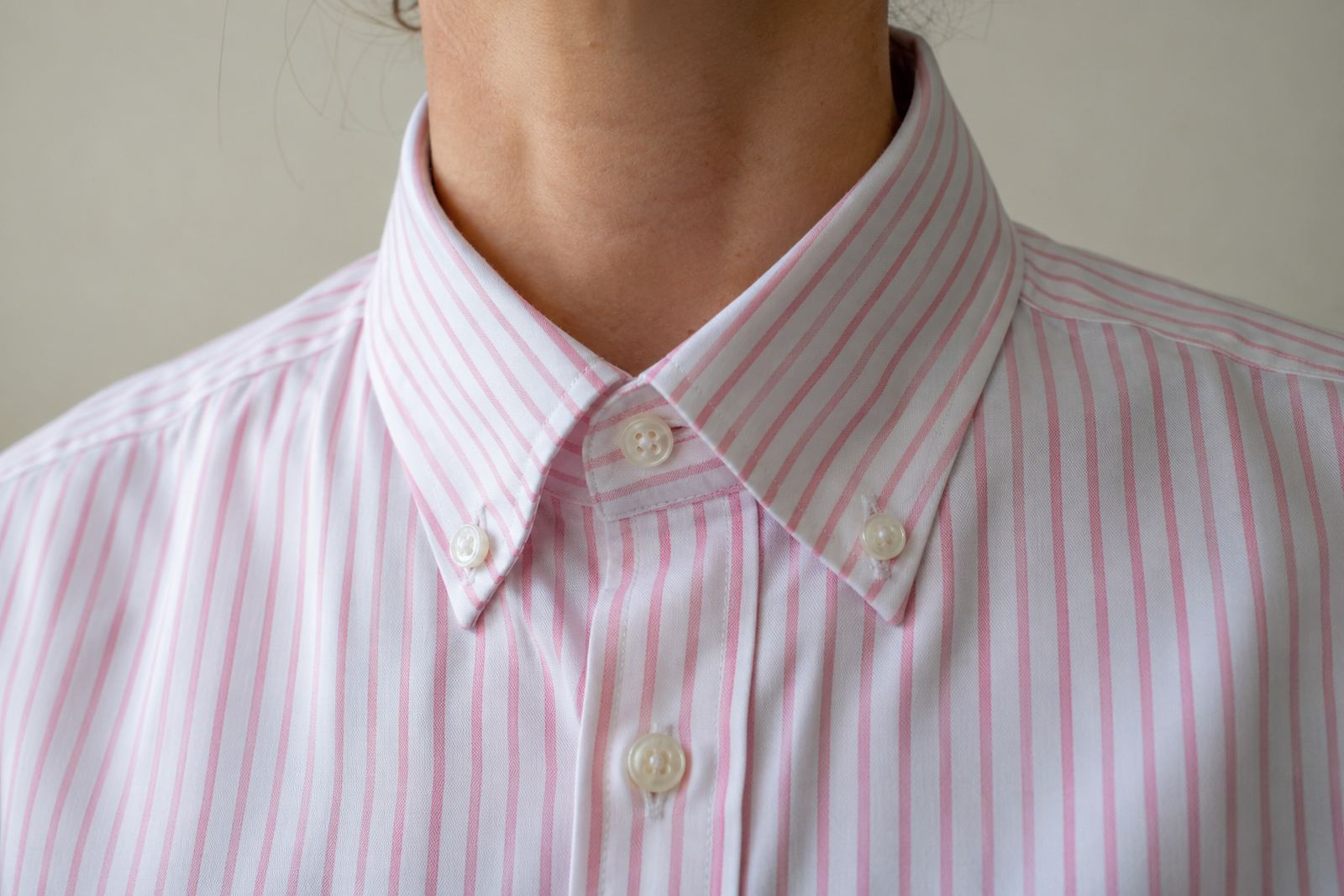 A pink striped shirt